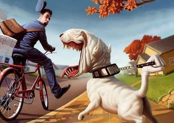 Когда едешь мимо какой-либо собаки на велосипеде, НЕ крути педали. Вид движущихся ног может ее спровоцировать на погоню и нападение.